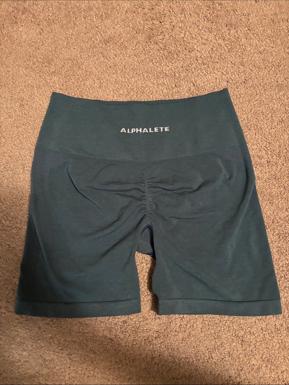 Alphalete Women's High-Rise Teal Green Bike Shorts
